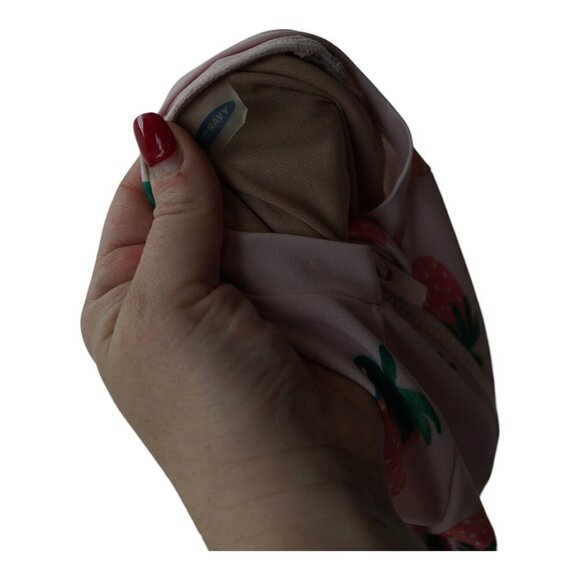 EUC‎ Strawberry Print Long-Sleeve Zip Rashguard for Toddler Girls Sz 12-18M - Picture 5 of 6